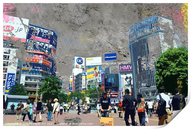 Tokyo, Japan. The famous crossing of Shibuya Print by Delphimages Art