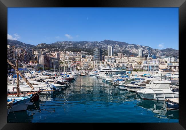 Monaco Cityscape From Port Hercule Framed Print by Artur Bogacki