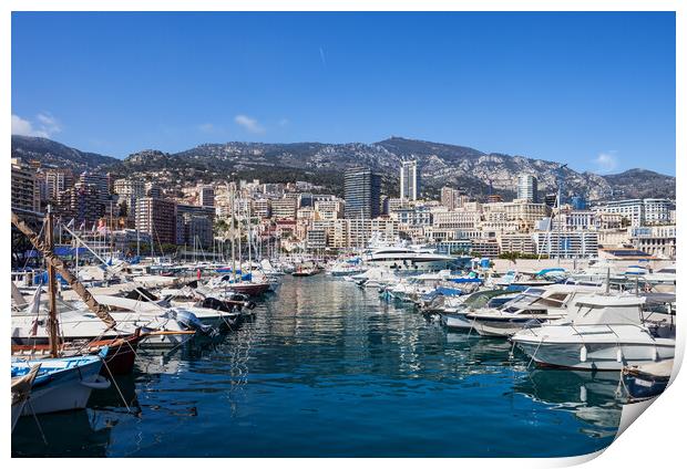 Monaco Cityscape From Port Hercule Print by Artur Bogacki
