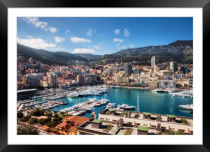 Monaco Cityscape Around Port Hercule Framed Mounted Print by Artur Bogacki
