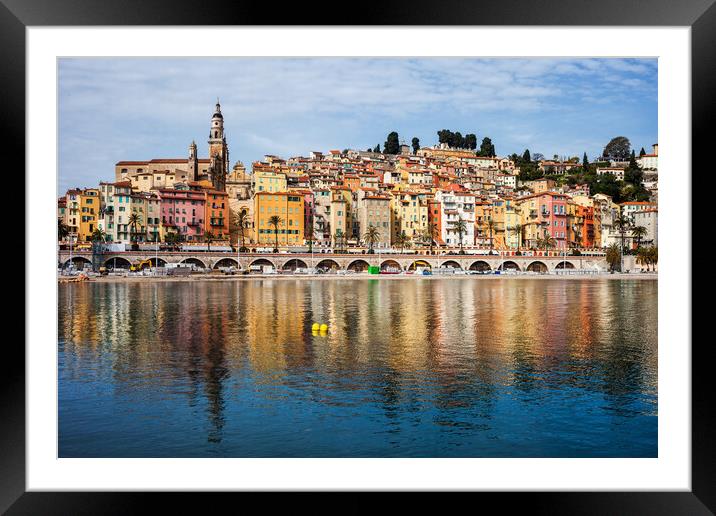 Menton Old Town On French Riviera Framed Mounted Print by Artur Bogacki