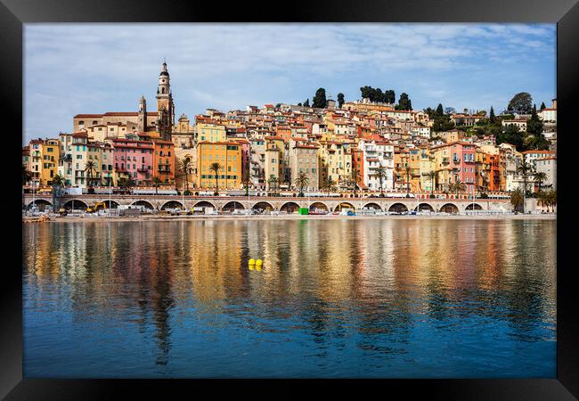 Menton Old Town On French Riviera Framed Print by Artur Bogacki