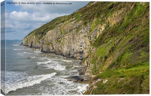 Cliffs at Pendine Sands Carmarthenshire South Wale Canvas Print by Nick Jenkins