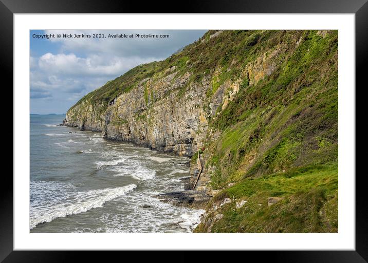 Cliffs at Pendine Sands Carmarthenshire South Wale Framed Mounted Print by Nick Jenkins