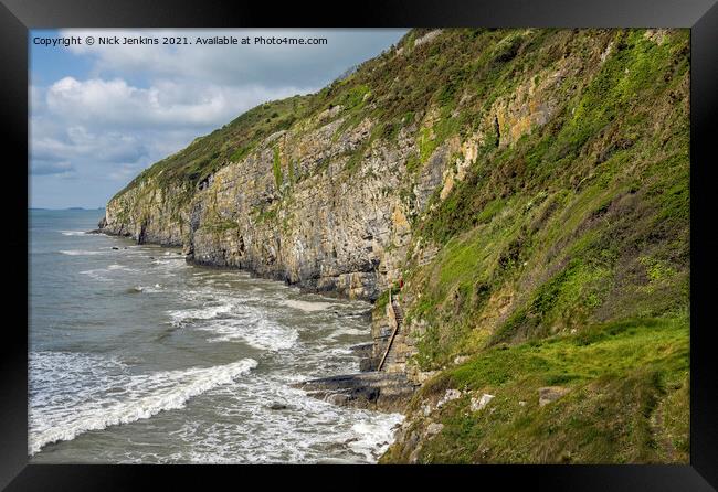Cliffs at Pendine Sands Carmarthenshire South Wale Framed Print by Nick Jenkins
