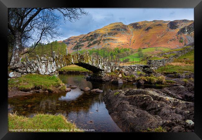 Slaters bridge in the lake district Cumbria Langdales 521  Framed Print by PHILIP CHALK
