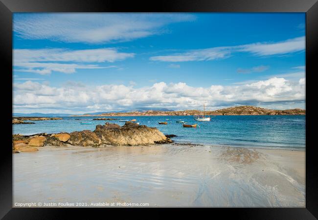 Looking East from the Isle of Iona Framed Print by Justin Foulkes