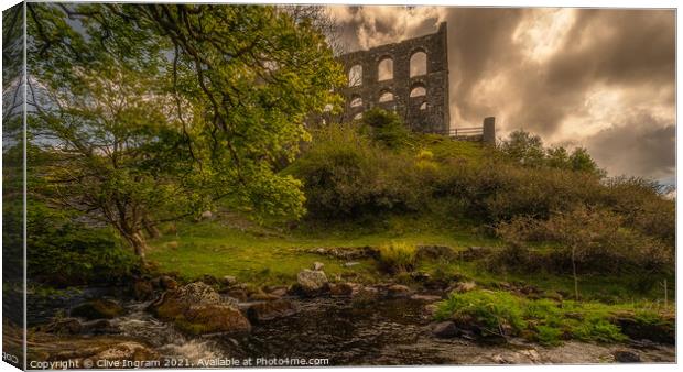 Yns Y Pandy Slate Mill Canvas Print by Clive Ingram