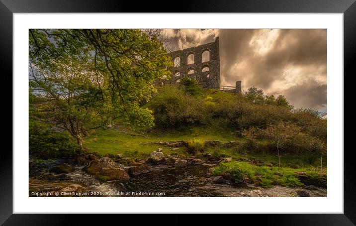 Yns Y Pandy Slate Mill Framed Mounted Print by Clive Ingram