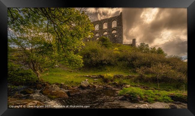 Yns Y Pandy Slate Mill Framed Print by Clive Ingram