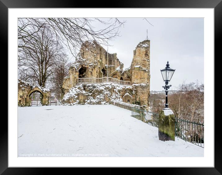 Knaresborough Castle in Winter Framed Mounted Print by Mark Sunderland