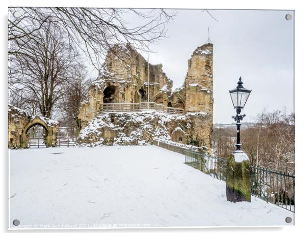 Knaresborough Castle in Winter Acrylic by Mark Sunderland