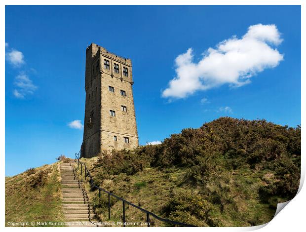 Victoria Tower on Castle Hill near Huddersfield Print by Mark Sunderland