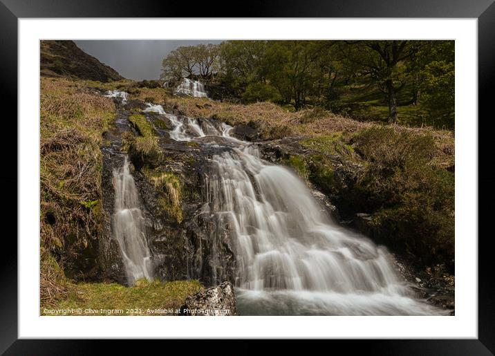 Majestic Watkin Path Waterfall Framed Mounted Print by Clive Ingram