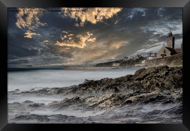 Porthleven Cornwall ,fishing village in Cornwall, Framed Print by kathy white