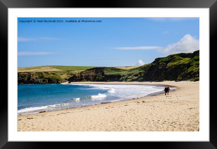 Walking on Whistling Sands Llyn Peninsula Framed Mounted Print by Pearl Bucknall