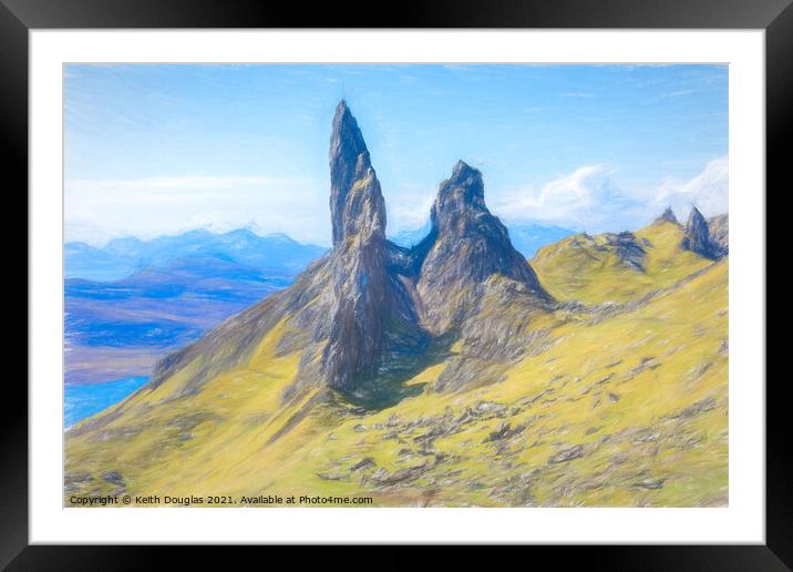 Old Man of Storr - Pencil Sketch Framed Mounted Print by Keith Douglas