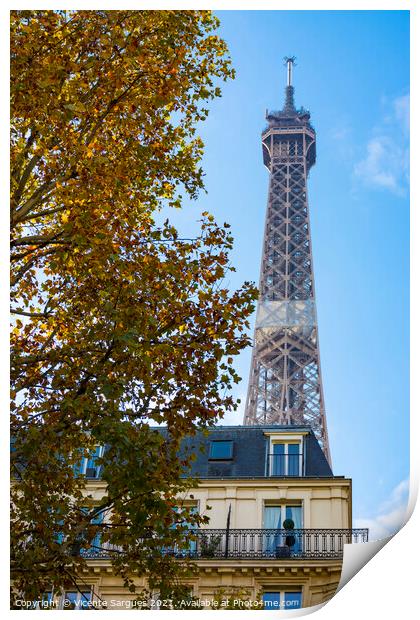 Eiffel tower, buildings and trees Print by Vicente Sargues