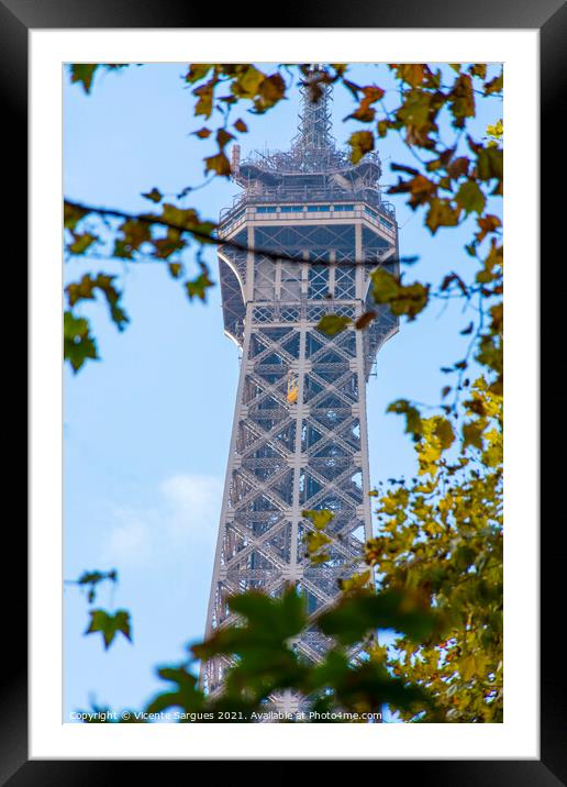 The Eiffel Tower between branches Framed Mounted Print by Vicente Sargues