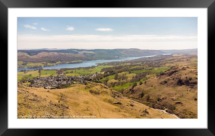 Coniston and Coniston Water Framed Mounted Print by Liz Withey