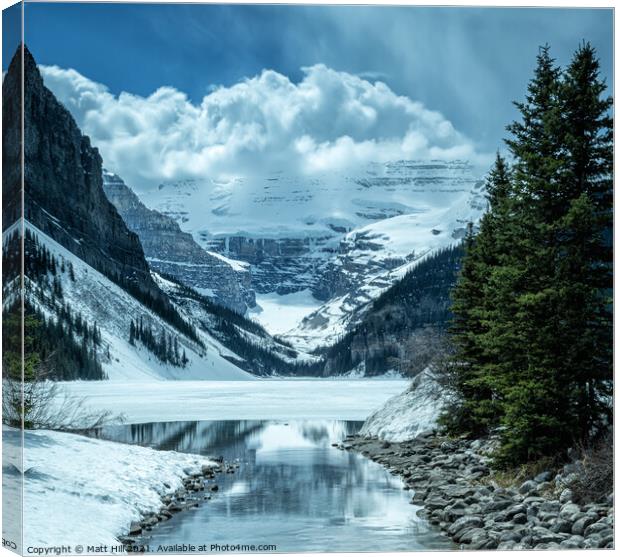 Spring on Lake Louise in Banff National Park Canvas Print by Matt Hill