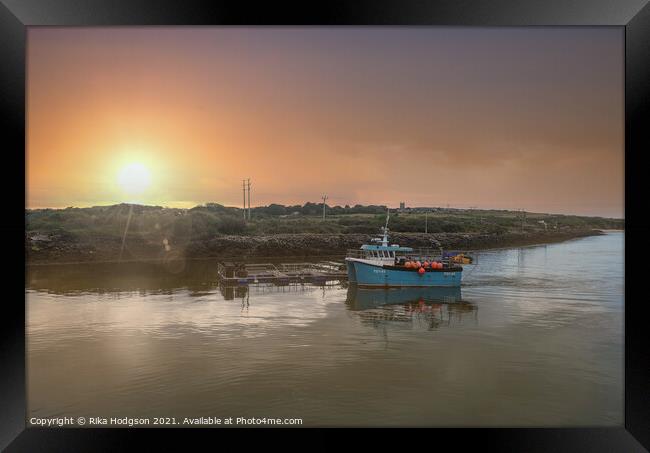 Sunset over the River Hayle, Cornwall, England Framed Print by Rika Hodgson