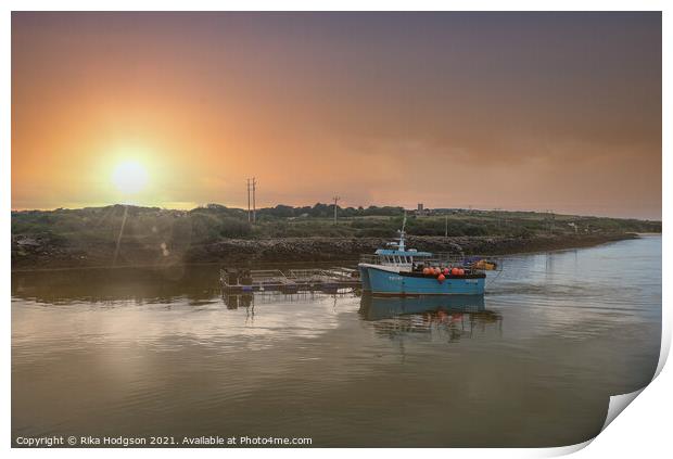 Sunset over the River Hayle, Cornwall, England Print by Rika Hodgson