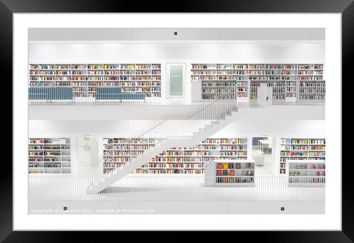 Stuttgart Library beautiful modern library white futuristic in Germany Framed Mounted Print by Luis Pina