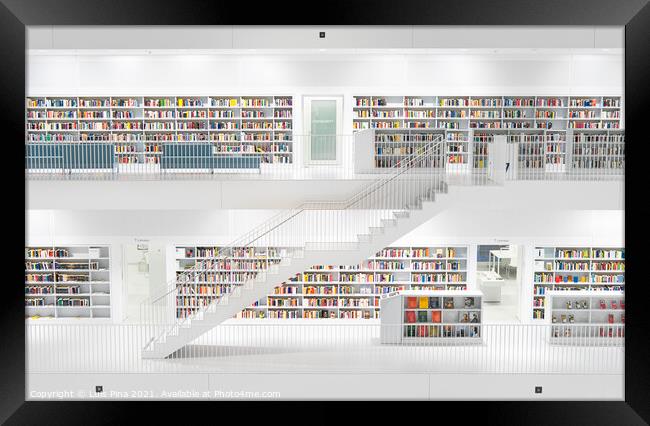 Stuttgart Library beautiful modern library white futuristic in Germany Framed Print by Luis Pina