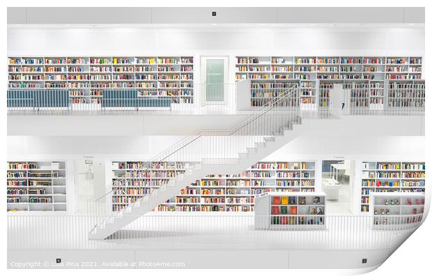 Stuttgart Library beautiful modern library white futuristic in Germany Print by Luis Pina
