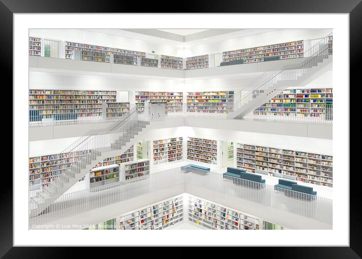 Stuttgart Library beautiful modern library white futuristic in Germany Framed Mounted Print by Luis Pina