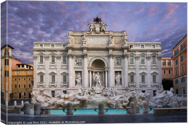 Trevi Fountain Rome in Italy at sunrise Canvas Print by Luis Pina