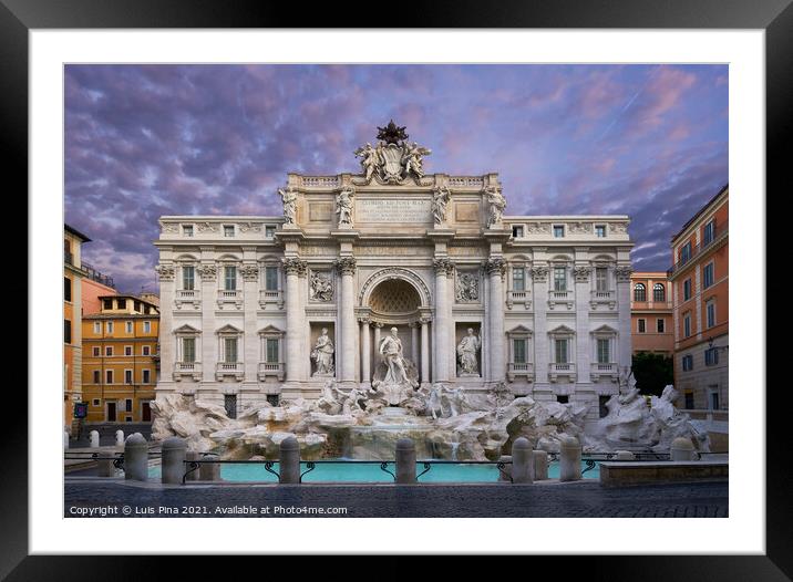 Trevi Fountain Rome in Italy at sunrise Framed Mounted Print by Luis Pina