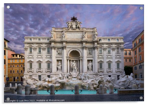 Trevi Fountain Rome in Italy at sunrise Acrylic by Luis Pina