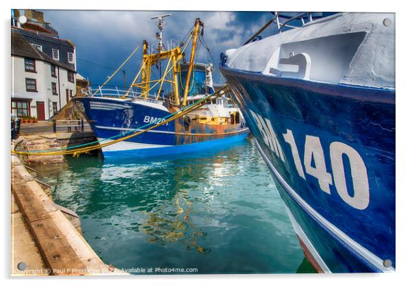 Moored Trawlers in Brixham Harbour Acrylic by Paul F Prestidge