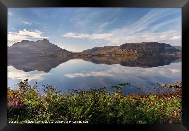Summer Reflections Upper Loch Torridon  Framed Print by Barbara Jones