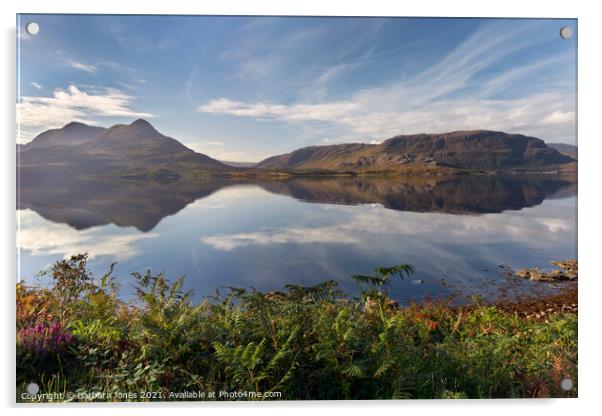 Summer Reflections Upper Loch Torridon  Acrylic by Barbara Jones