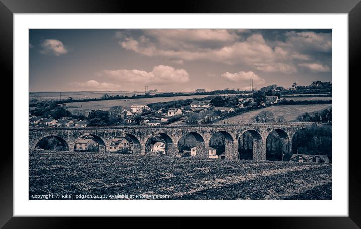 Vintage look of Angarrack Viaduct, Hayle, Cornwall Framed Mounted Print by Rika Hodgson