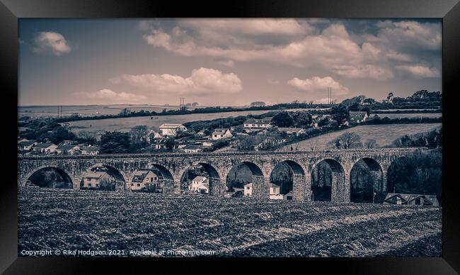 Vintage look of Angarrack Viaduct, Hayle, Cornwall Framed Print by Rika Hodgson