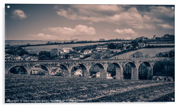 Vintage look of Angarrack Viaduct, Hayle, Cornwall Acrylic by Rika Hodgson
