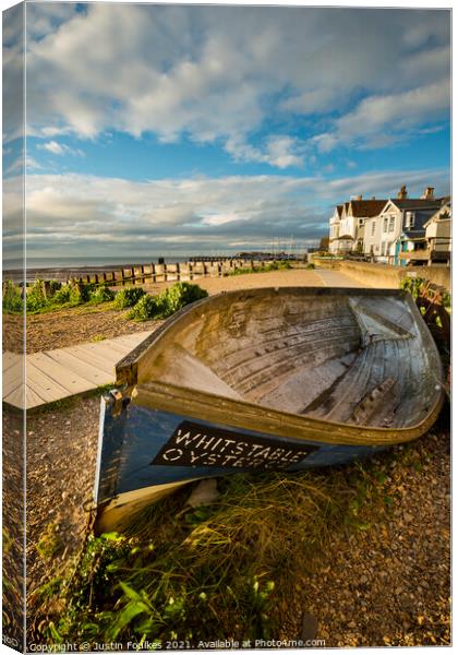 The seafront at Whitstable, Kent Canvas Print by Justin Foulkes