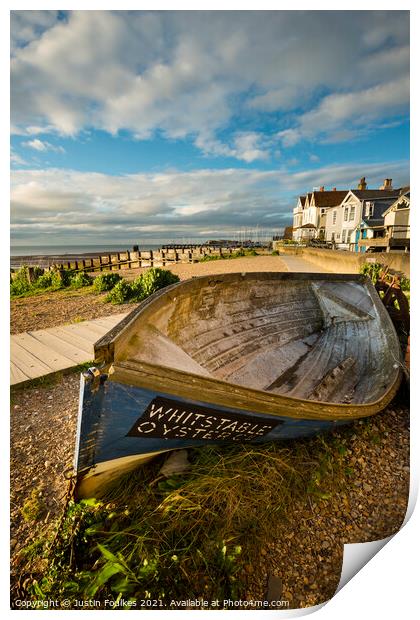 The seafront at Whitstable, Kent Print by Justin Foulkes