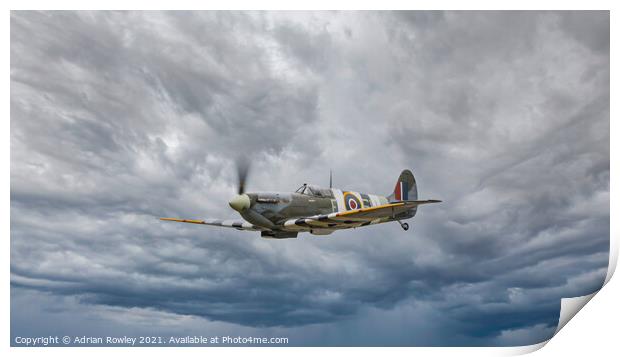 Spitfire in D-Day Colours Print by Adrian Rowley