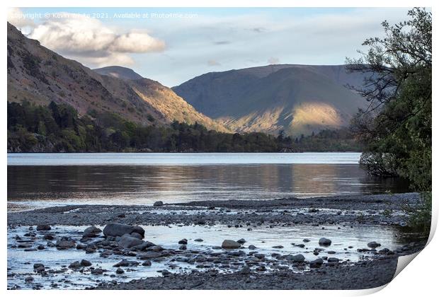 Ullswater with a touch of evening sun Print by Kevin White