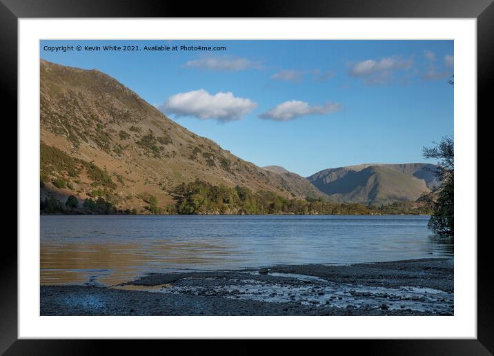 Serene Ullswater on an early summers evening Framed Mounted Print by Kevin White