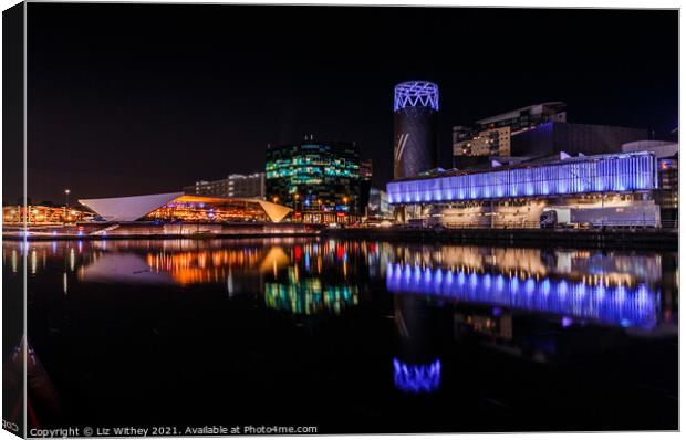 The Lowry, Salford Quays Canvas Print by Liz Withey