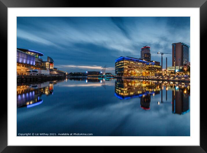 Media City, Blue Hour, Salford Quays Framed Mounted Print by Liz Withey