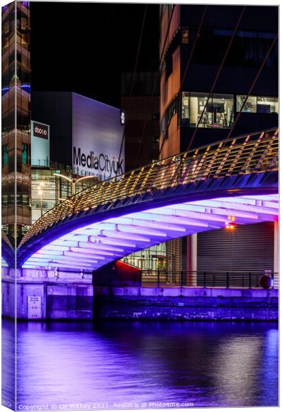 Media City, Night Reflections Canvas Print by Liz Withey