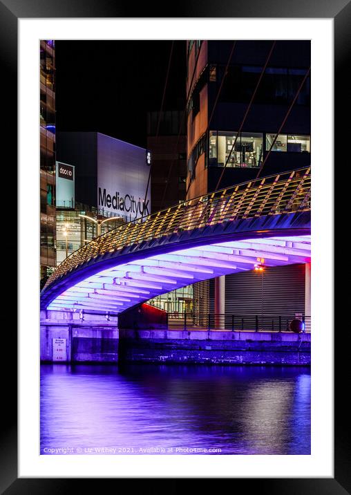 Media City, Night Reflections Framed Mounted Print by Liz Withey