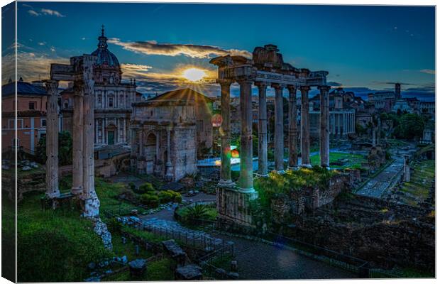 The Ancient Roman Forum At Sunrise Canvas Print by Chris Lord